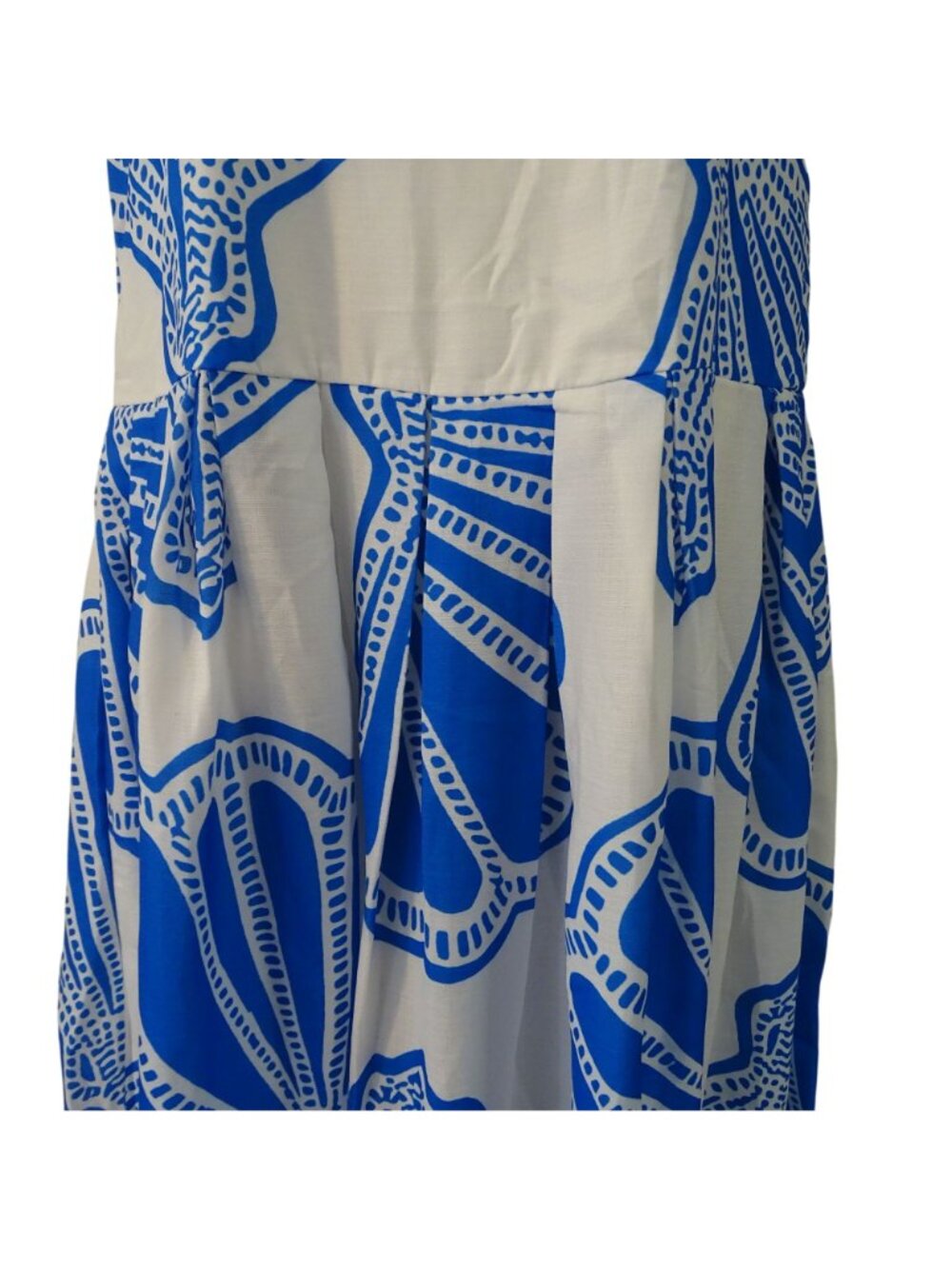 Blue White A-Line Sundress Maxi Dress Women Size S Pleated Summer Vacation Beach - Picture 2 of 12